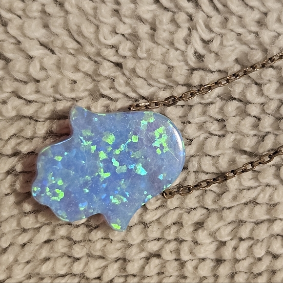 925 STERLING SILVER GOLD CHAIN WITH A FIRE OPAL 🪬 HAMSA. SPECTACULAR. PICS 📸 - Picture 2 of 8